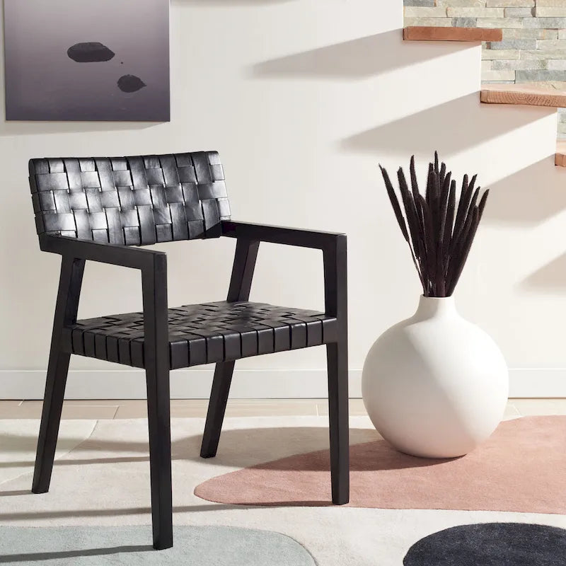 SAFAVIEH Gerda Woven Leather Dining Room Chair - 22.1 W x 20.9 L x 31.9 H - 22Wx21Dx32H
