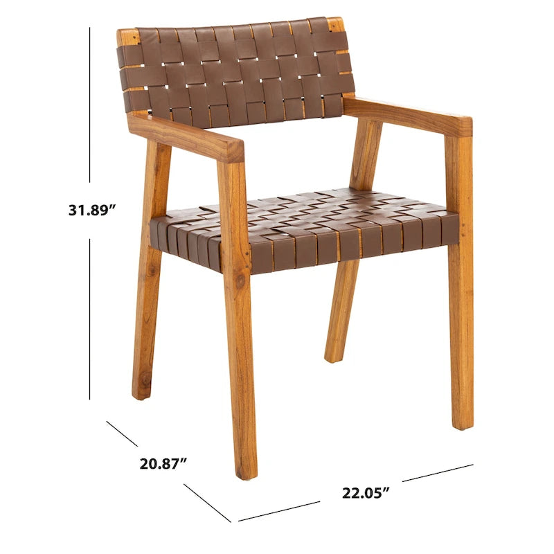 Chaise de salle à manger en cuir tressé - 22,1 l x 20,9 P x 31,9 H - 22Lx21Px32H