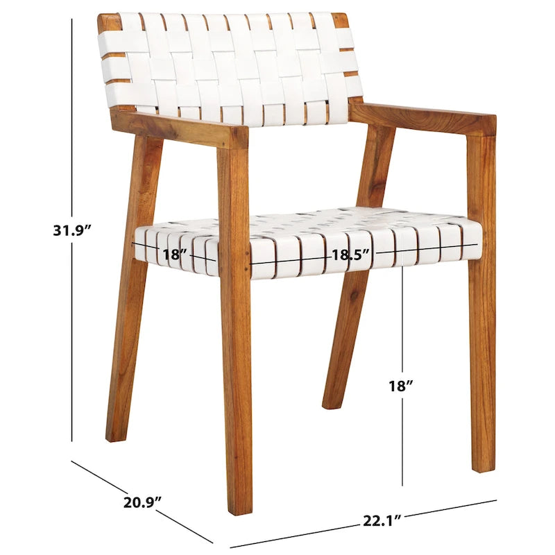 Chaise de salle à manger en cuir tressé - 22,1 l x 20,9 P x 31,9 H - 22Lx21Px32H