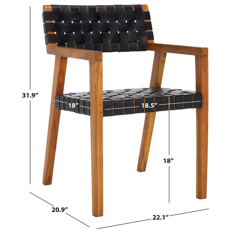 Chaise de salle à manger en cuir tressé - 22,1 l x 20,9 P x 31,9 H - 22Lx21Px32H
