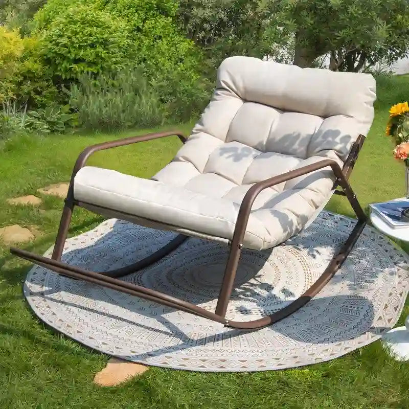 Fauteuil à bascule extérieur extra-large et confortable, 450 lb, fauteuil à bascule inclinable intérieur Papasan pour toutes les saisons