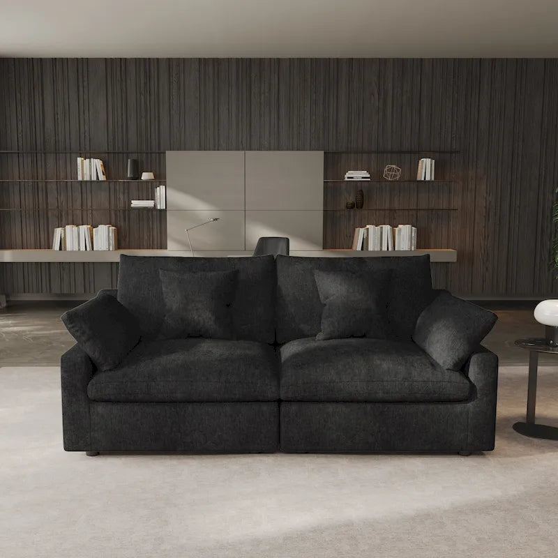 Canapé d'angle moderne confortable en lin, rembourrage en plumes, canapé nuage, causeuse pour appartement