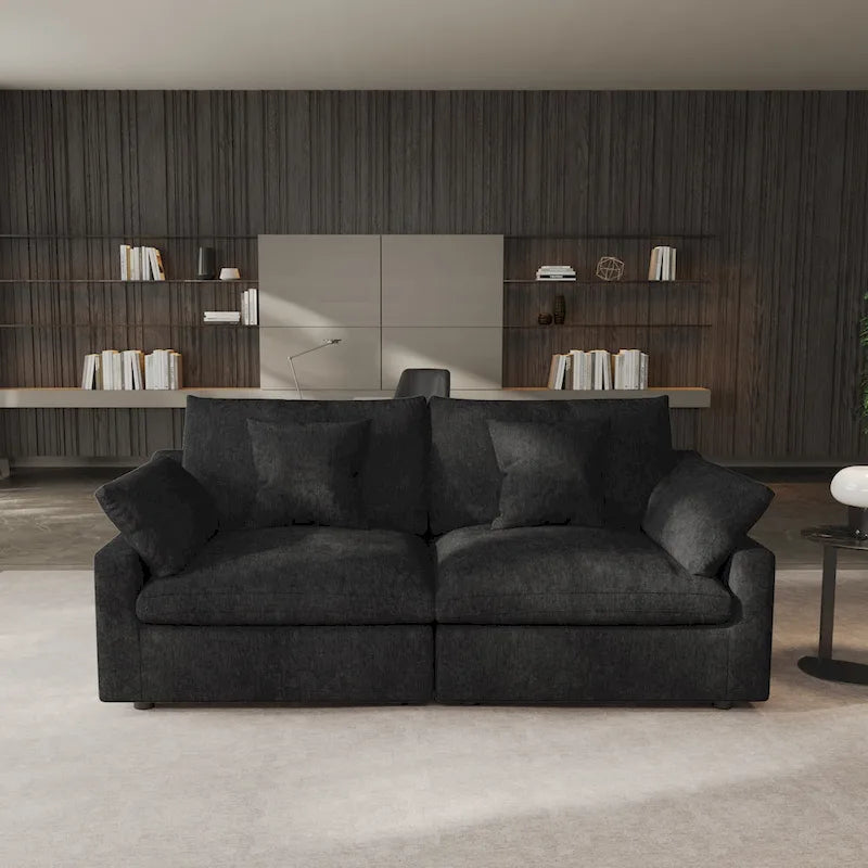 Canapé d'angle moderne confortable en lin, rembourrage en plumes, canapé nuage, causeuse pour appartement