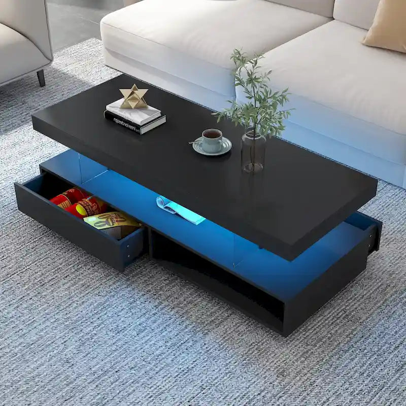 Table basse lumineuse avec rangement