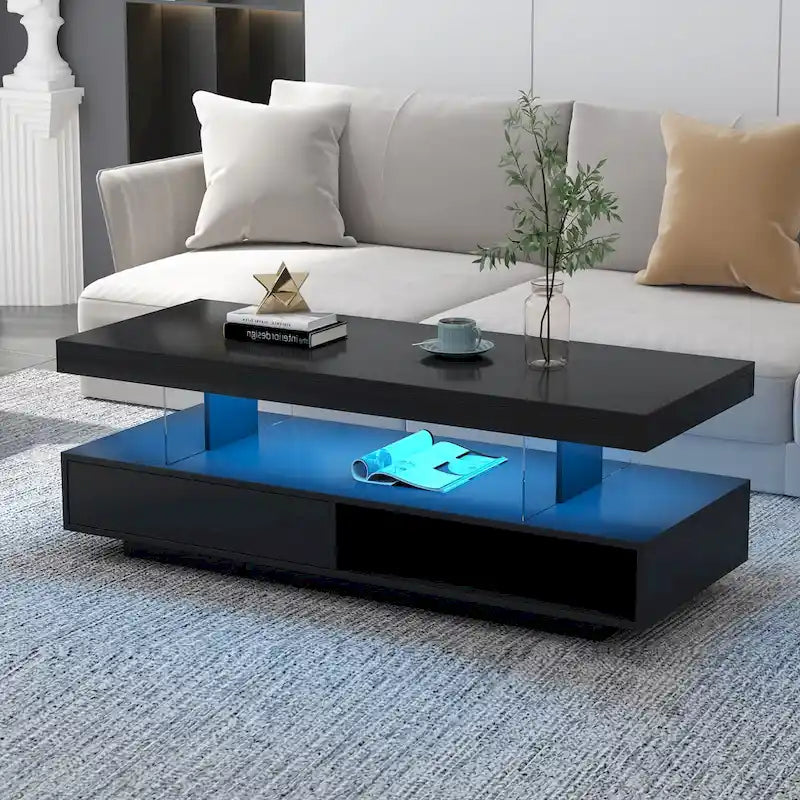Table basse lumineuse avec rangement