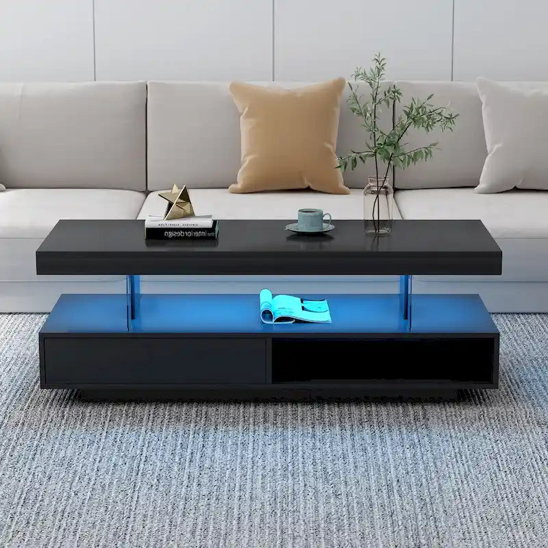 Table basse lumineuse avec rangement