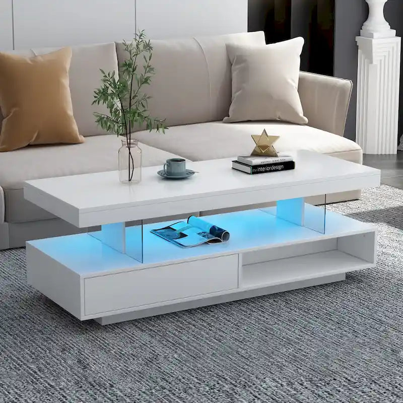 Table basse lumineuse avec rangement