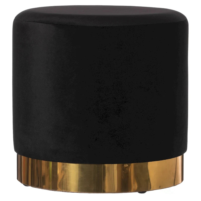 Tabouret de rangement rond moderne en velours avec base dorée