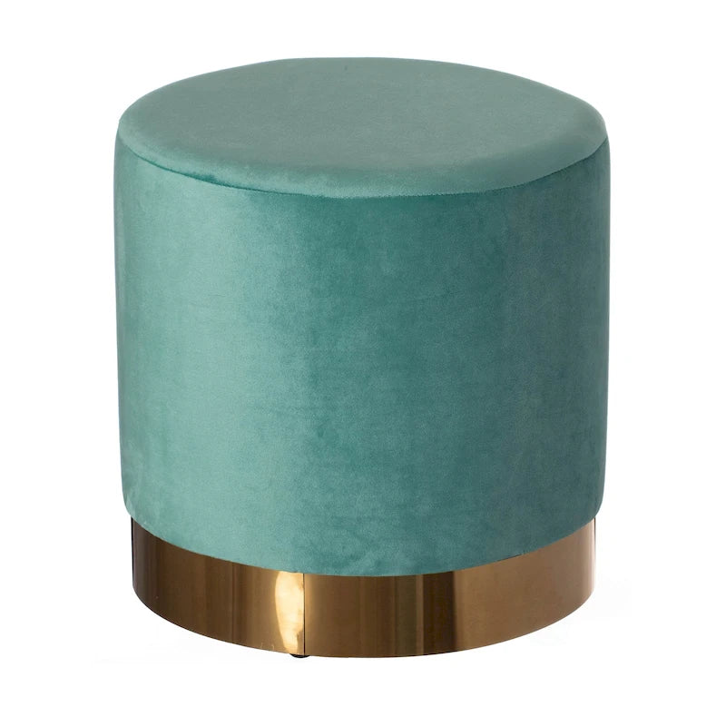 Tabouret de rangement rond moderne en velours avec base dorée