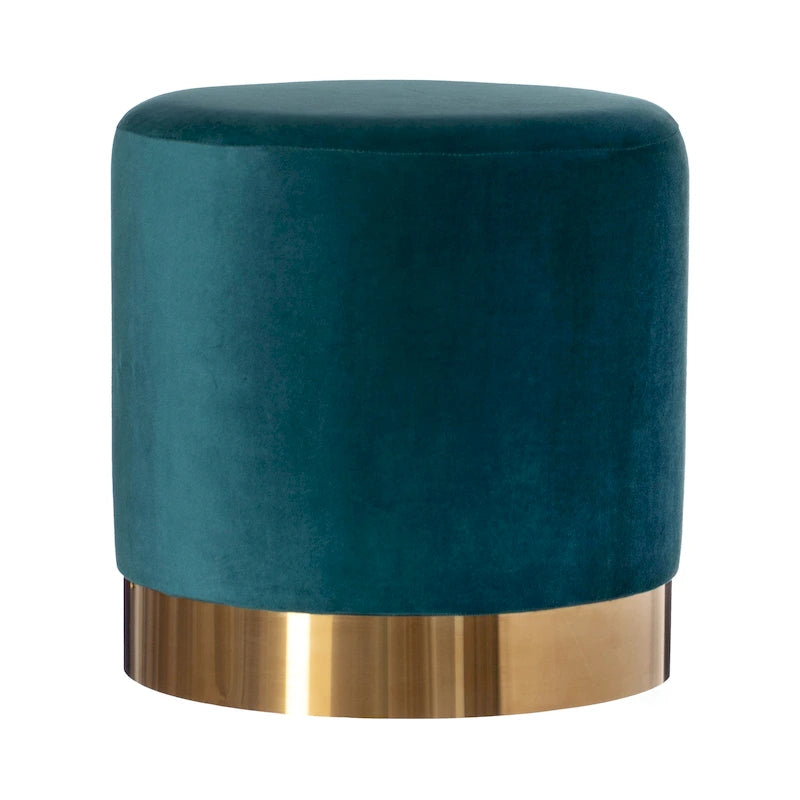 Tabouret de rangement rond moderne en velours avec base dorée