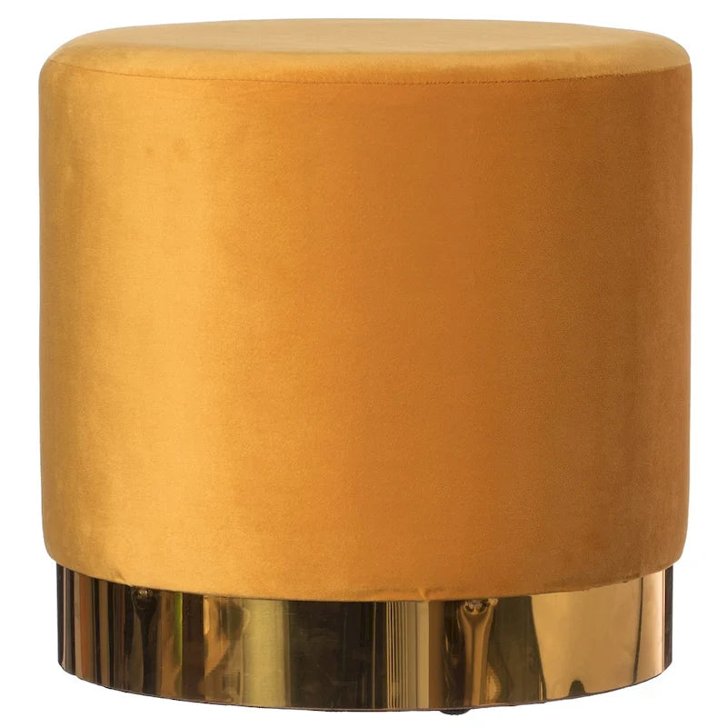 Tabouret de rangement rond moderne en velours avec base dorée