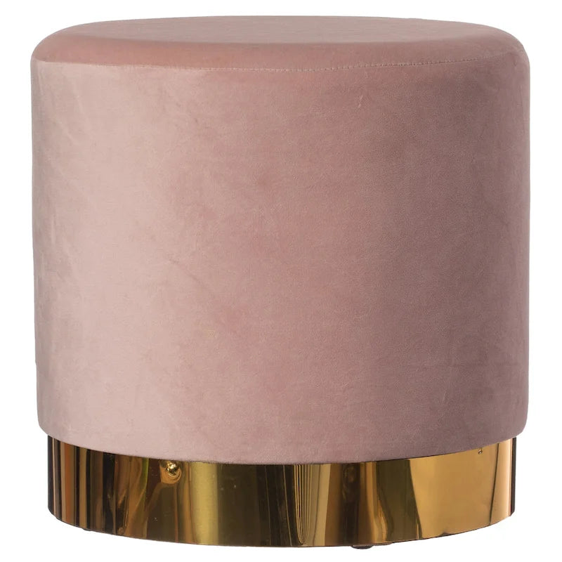 Tabouret de rangement rond moderne en velours avec base dorée