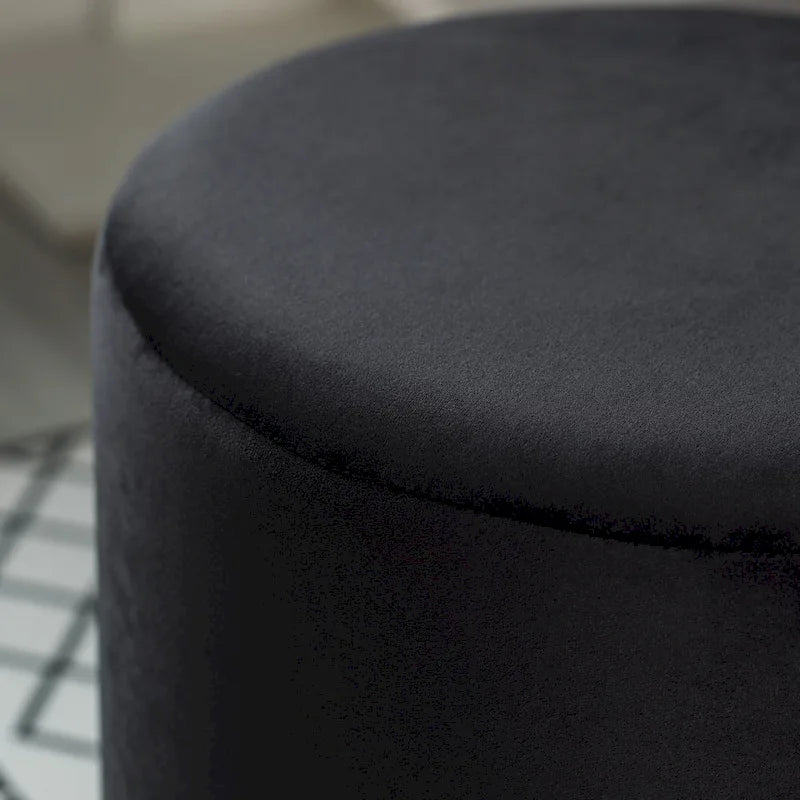 Tabouret de rangement rond moderne en velours avec base dorée