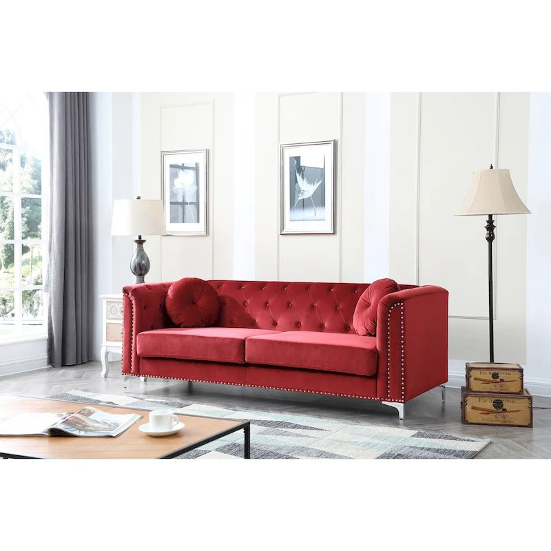 Canapé capitonné en velours