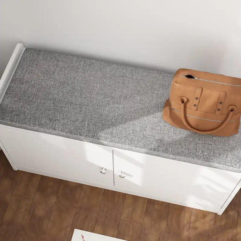 Banc de rangement blanc de 35,8 W avec tiroirs et coussin d'assise rembourré