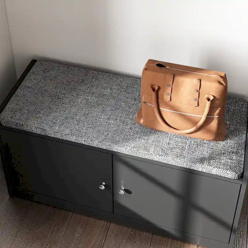 Banc de rangement blanc de 35,8 W avec tiroirs et coussin d'assise rembourré