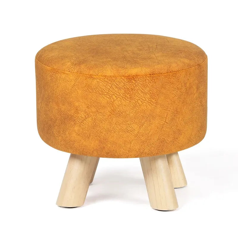 Tabouret Pouf Rond en Velours Repose-Pieds avec Pieds Antidérapants