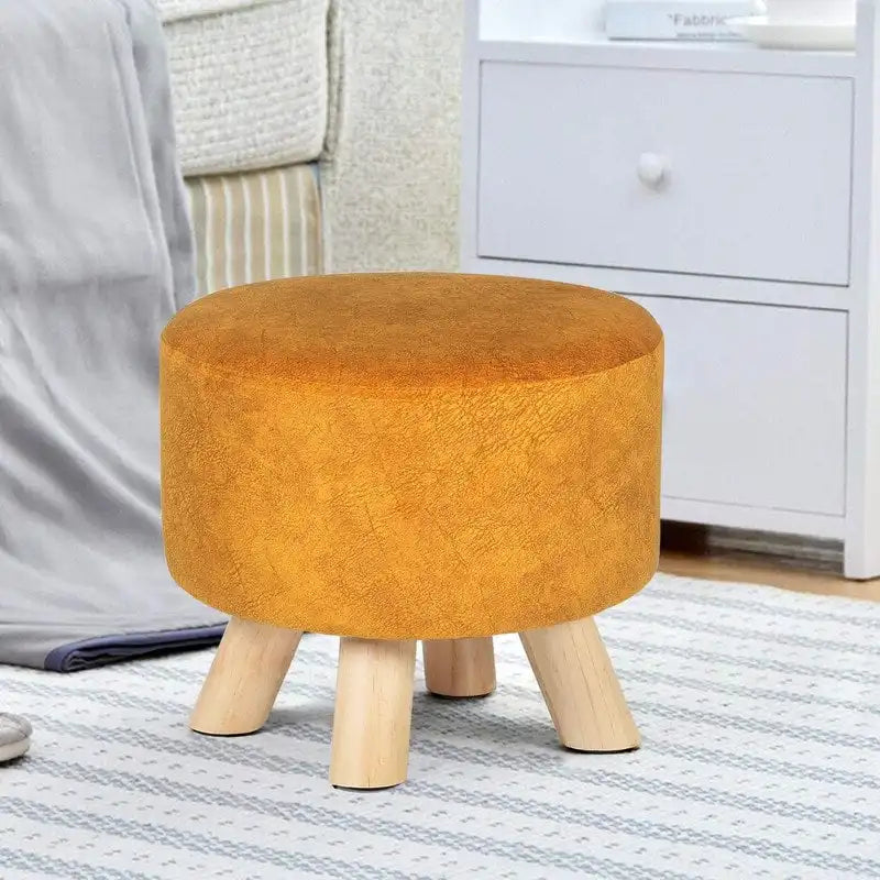 Tabouret Pouf Rond en Velours Repose-Pieds avec Pieds Antidérapants
