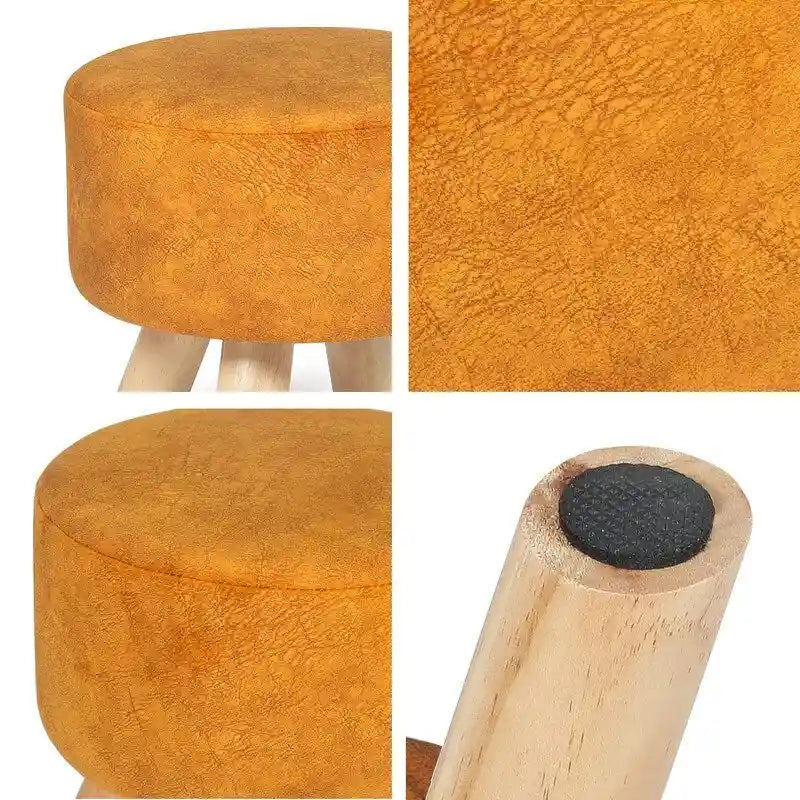 Tabouret Pouf Rond en Velours Repose-Pieds avec Pieds Antidérapants