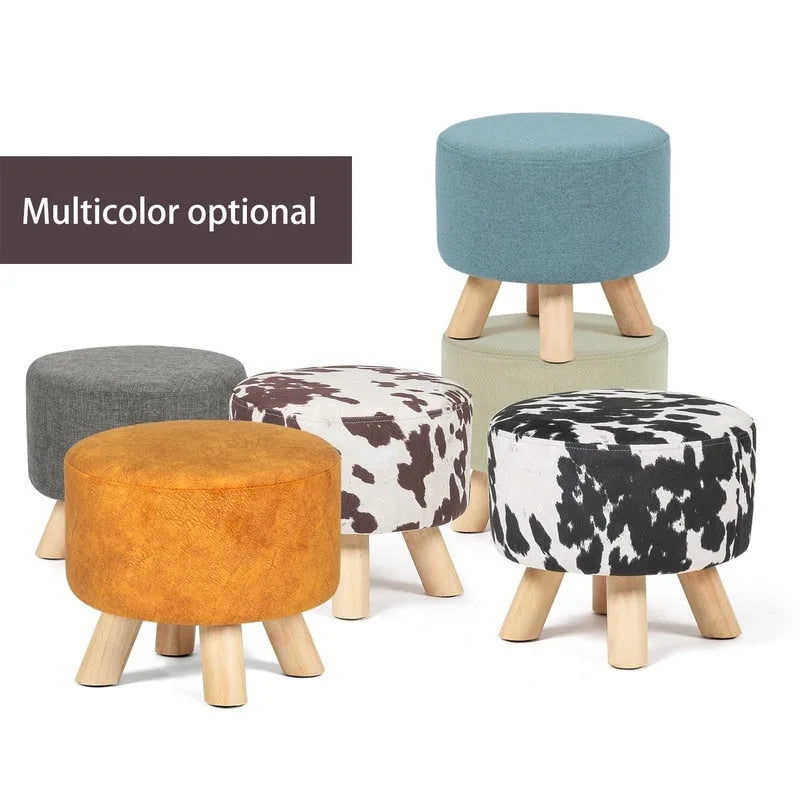 Tabouret Pouf Rond en Velours Repose-Pieds avec Pieds Antidérapants