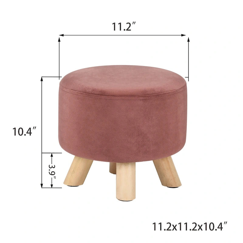 Tabouret Pouf Rond en Velours Repose-Pieds avec Pieds Antidérapants