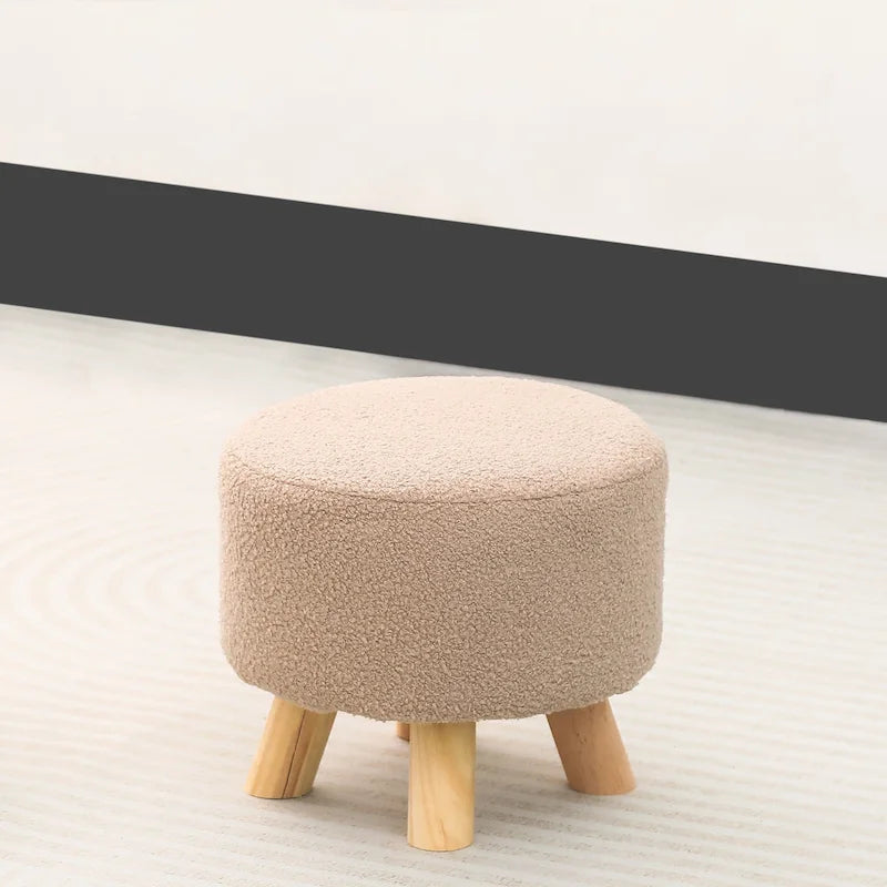 Tabouret Pouf Rond en Velours Repose-Pieds avec Pieds Antidérapants