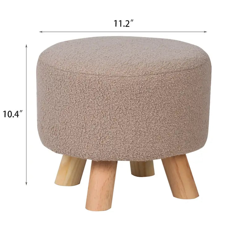 Tabouret Pouf Rond en Velours Repose-Pieds avec Pieds Antidérapants