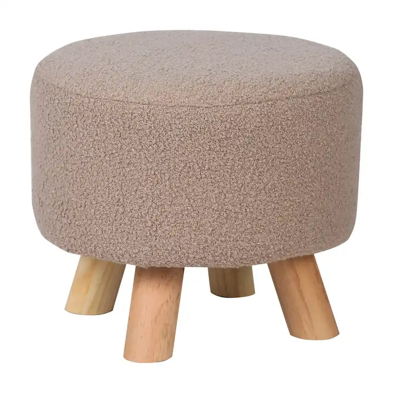 Tabouret Pouf Rond en Velours Repose-Pieds avec Pieds Antidérapants