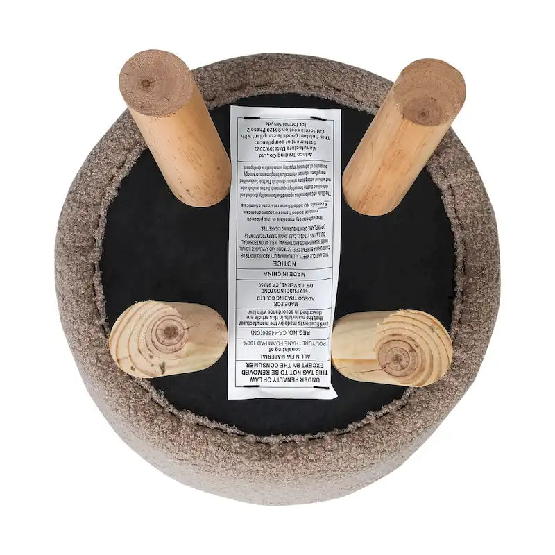 Tabouret Pouf Rond en Velours Repose-Pieds avec Pieds Antidérapants
