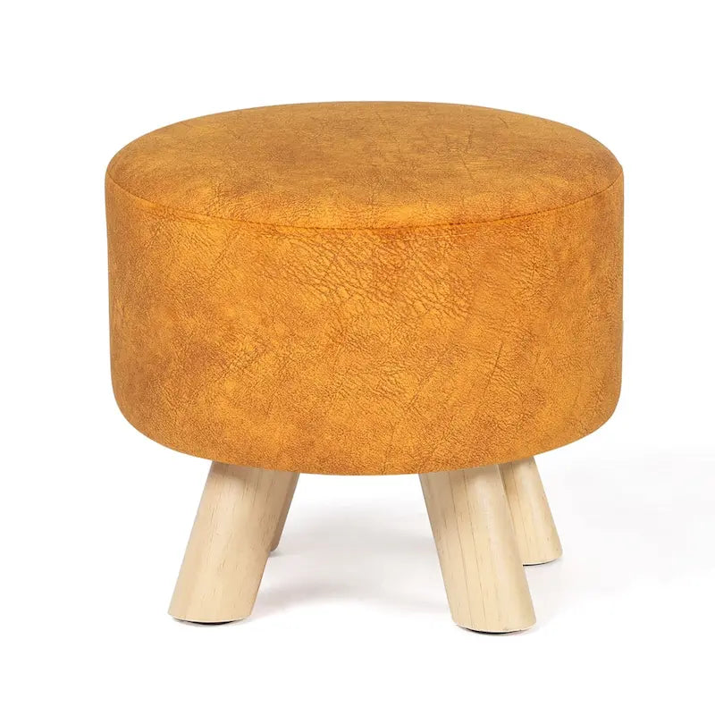 Tabouret Pouf Rond en Velours Repose-Pieds avec Pieds Antidérapants