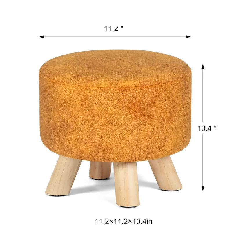Tabouret Pouf Rond en Velours Repose-Pieds avec Pieds Antidérapants