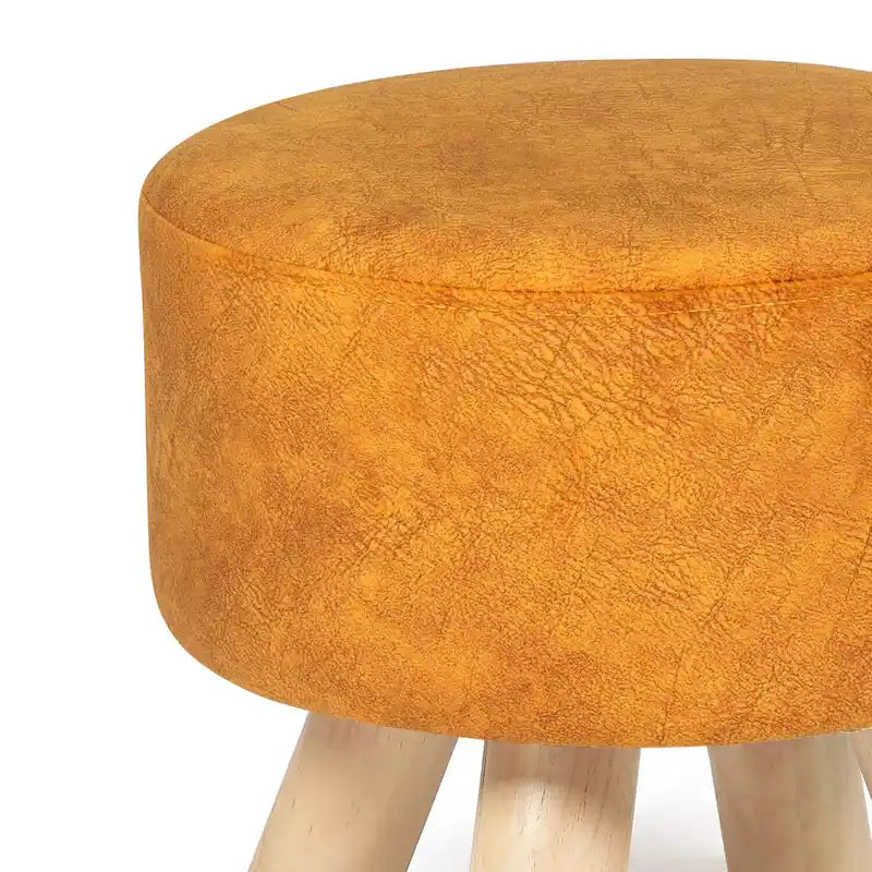 Tabouret Pouf Rond en Velours Repose-Pieds avec Pieds Antidérapants