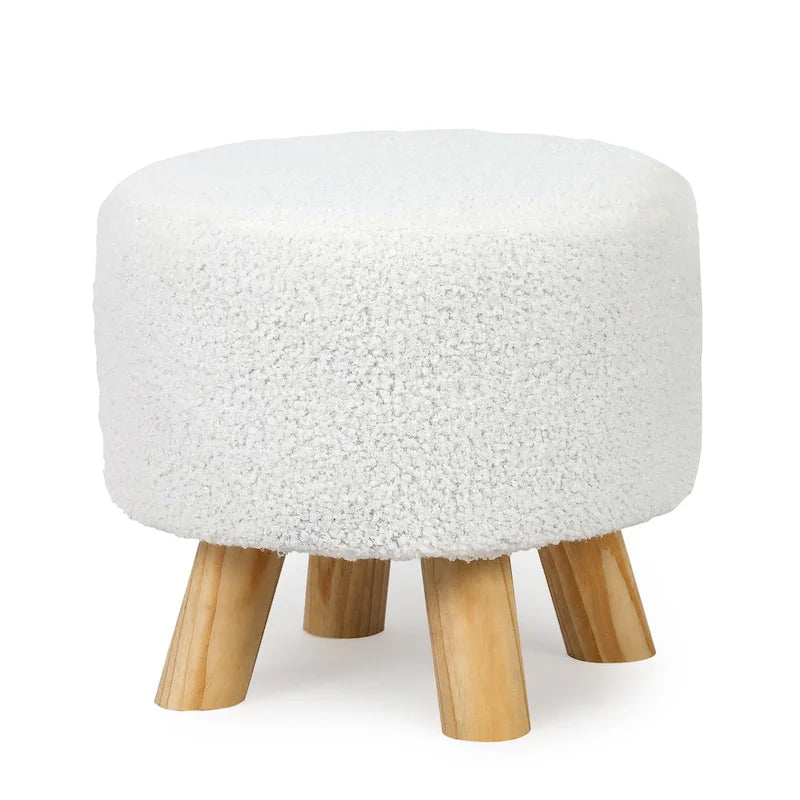 Tabouret Pouf Rond en Velours Repose-Pieds avec Pieds Antidérapants