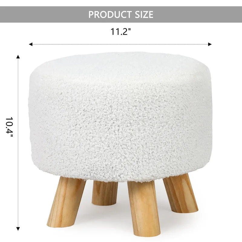 Tabouret Pouf Rond en Velours Repose-Pieds avec Pieds Antidérapants
