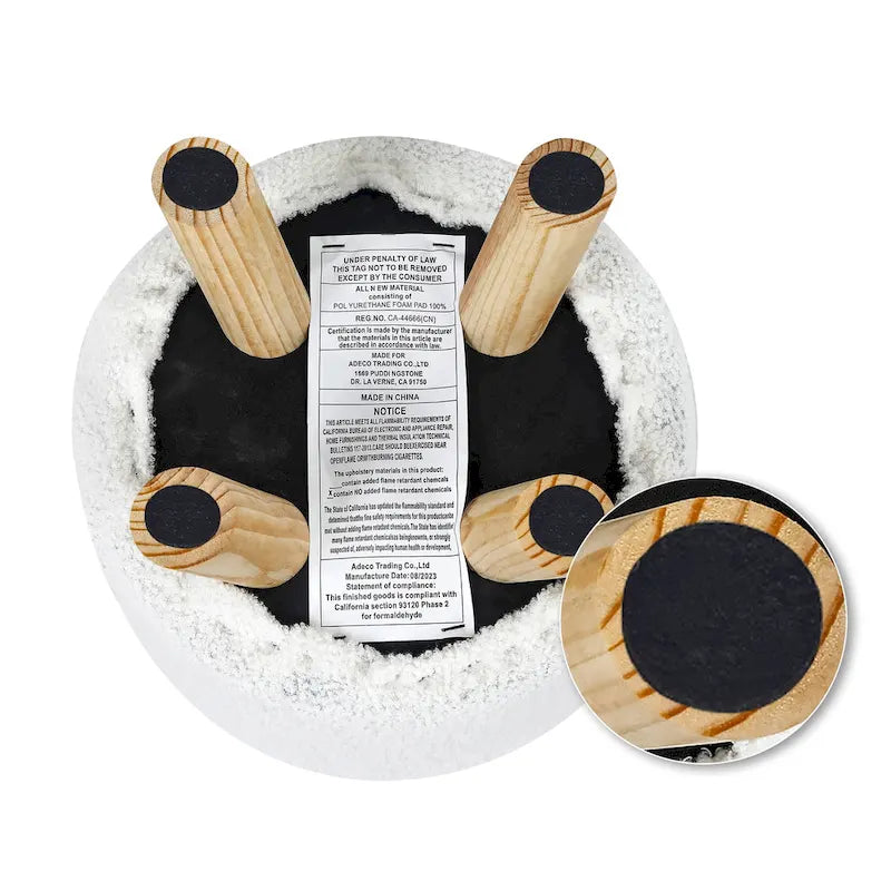 Tabouret Pouf Rond en Velours Repose-Pieds avec Pieds Antidérapants