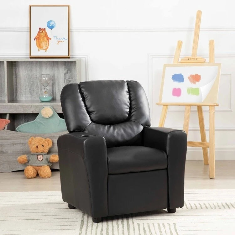 Fauteuil inclinable pour enfants Pushback avec repose-pieds et porte-gobelets - Confort ultime pour les tout-petits