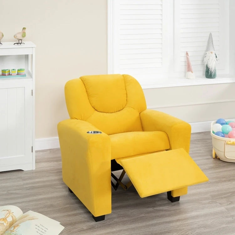 Fauteuil inclinable pour enfants Pushback avec repose-pieds et porte-gobelets - Confort ultime pour les tout-petits