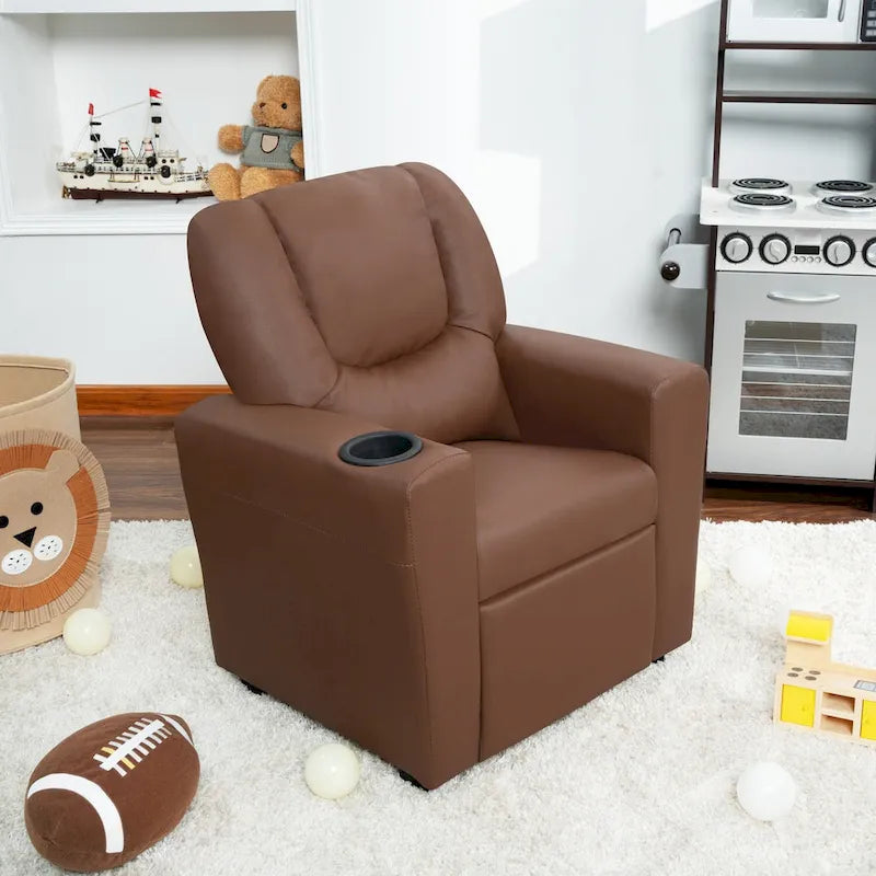 Fauteuil inclinable pour enfants Pushback avec repose-pieds et porte-gobelets - Confort ultime pour les tout-petits