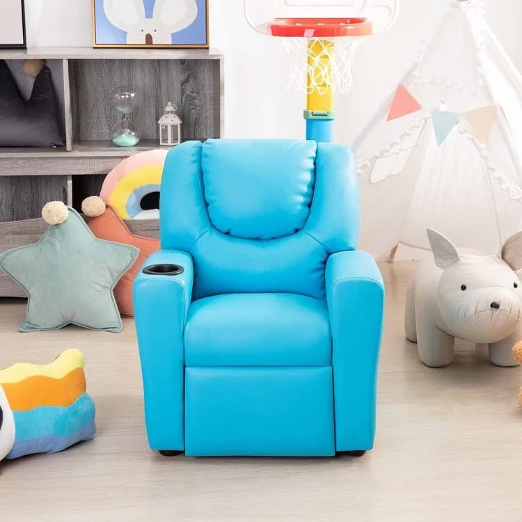 Fauteuil inclinable pour enfants Pushback avec repose-pieds et porte-gobelets - Confort ultime pour les tout-petits