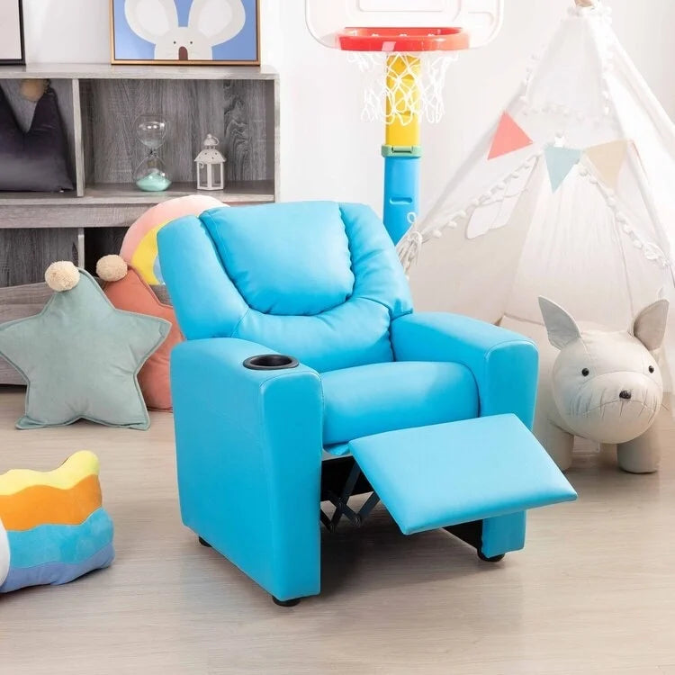 Fauteuil inclinable pour enfants Pushback avec repose-pieds et porte-gobelets - Confort ultime pour les tout-petits