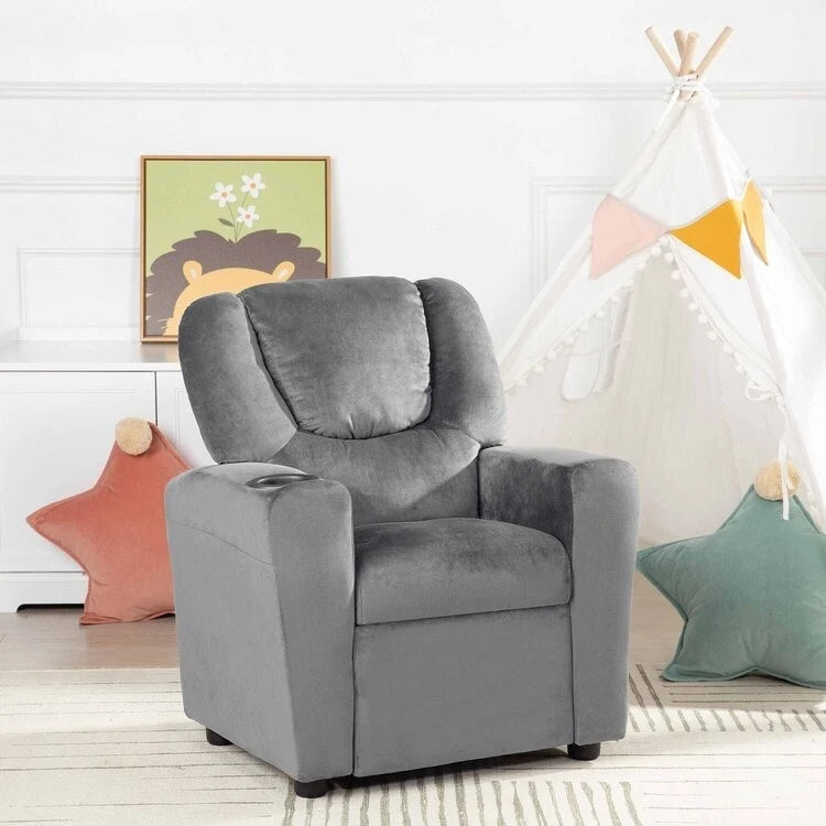 Fauteuil inclinable pour enfants Pushback avec repose-pieds et porte-gobelets - Confort ultime pour les tout-petits