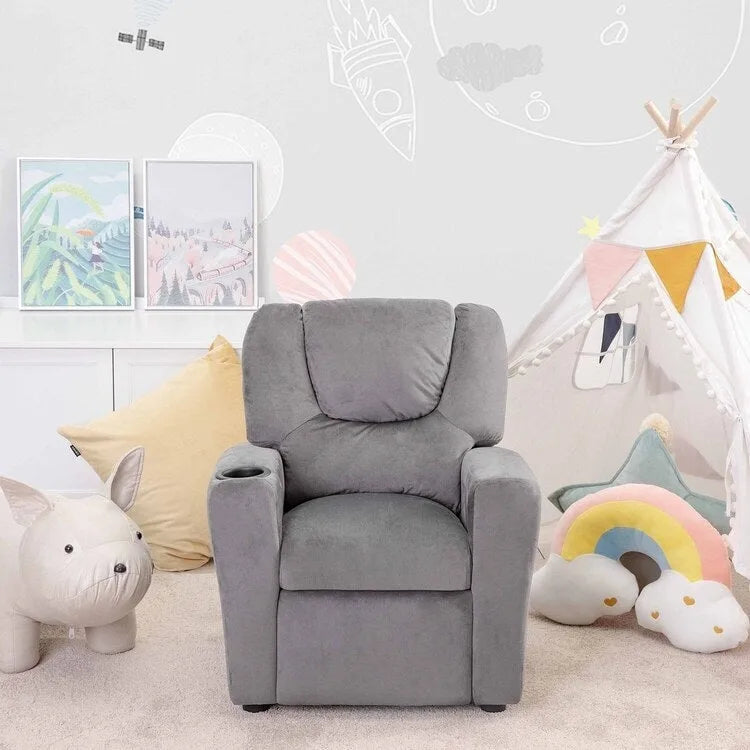 Fauteuil inclinable pour enfants Pushback avec repose-pieds et porte-gobelets - Confort ultime pour les tout-petits