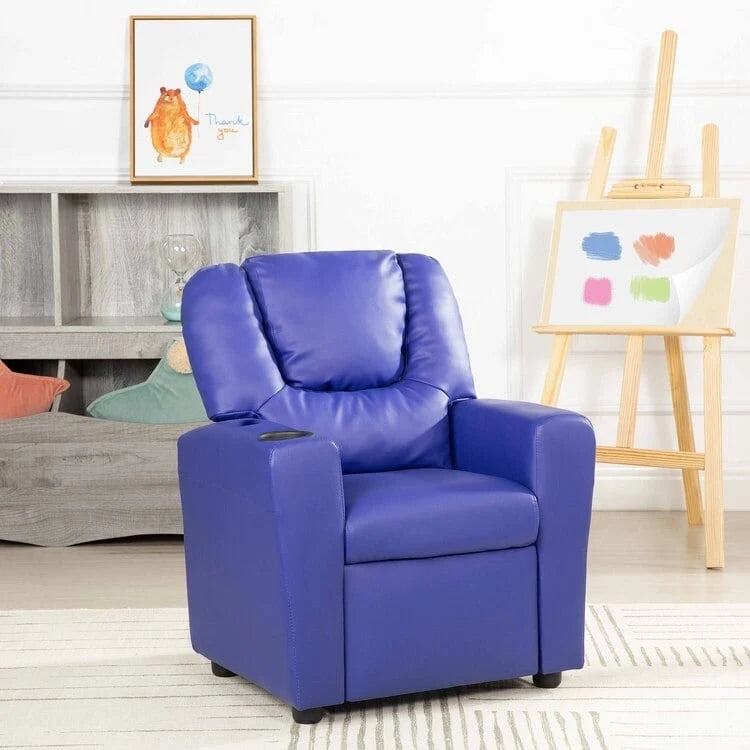 Fauteuil inclinable pour enfants Pushback avec repose-pieds et porte-gobelets - Confort ultime pour les tout-petits