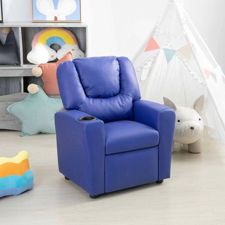Fauteuil inclinable pour enfants Pushback avec repose-pieds et porte-gobelets - Confort ultime pour les tout-petits