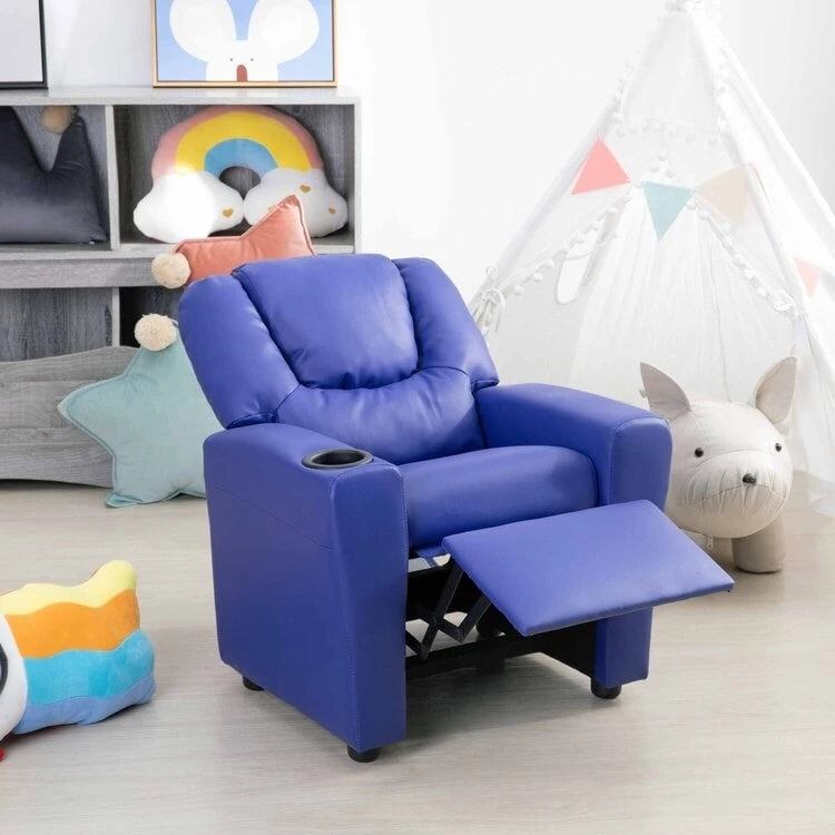 Fauteuil inclinable pour enfants Pushback avec repose-pieds et porte-gobelets - Confort ultime pour les tout-petits