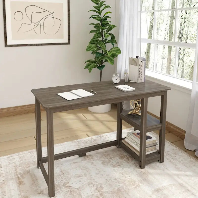 Bureau planches et poutres avec bibliothèques