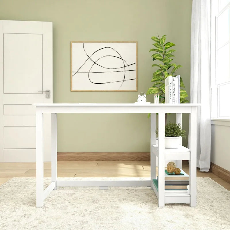 Bureau planches et poutres avec bibliothèques