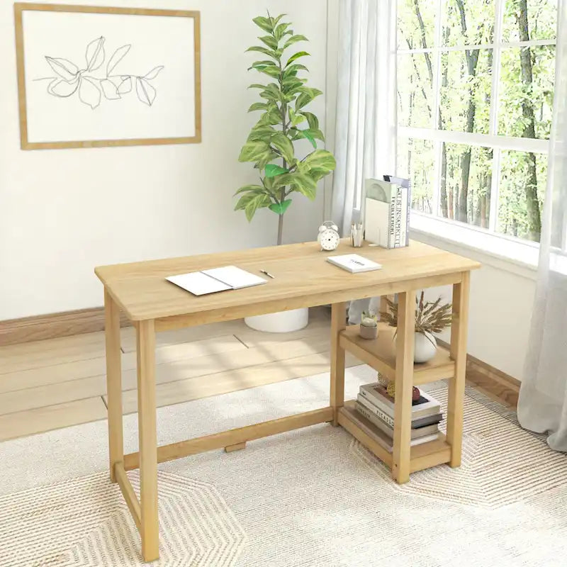 Bureau planches et poutres avec bibliothèques