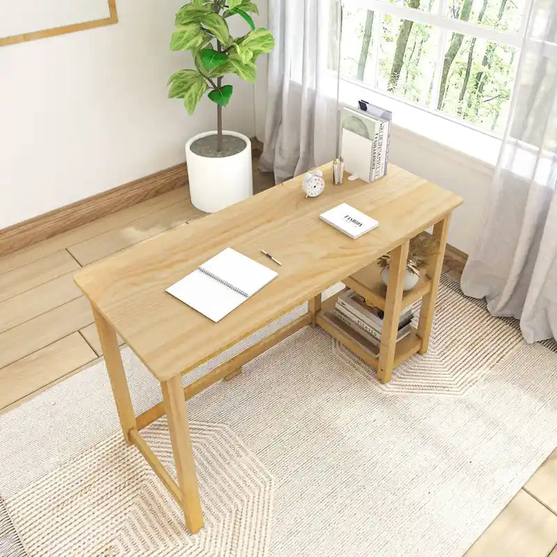 Bureau planches et poutres avec bibliothèques