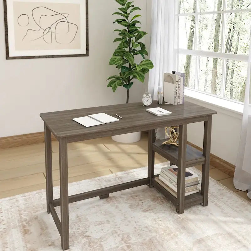 Bureau planches et poutres avec bibliothèques
